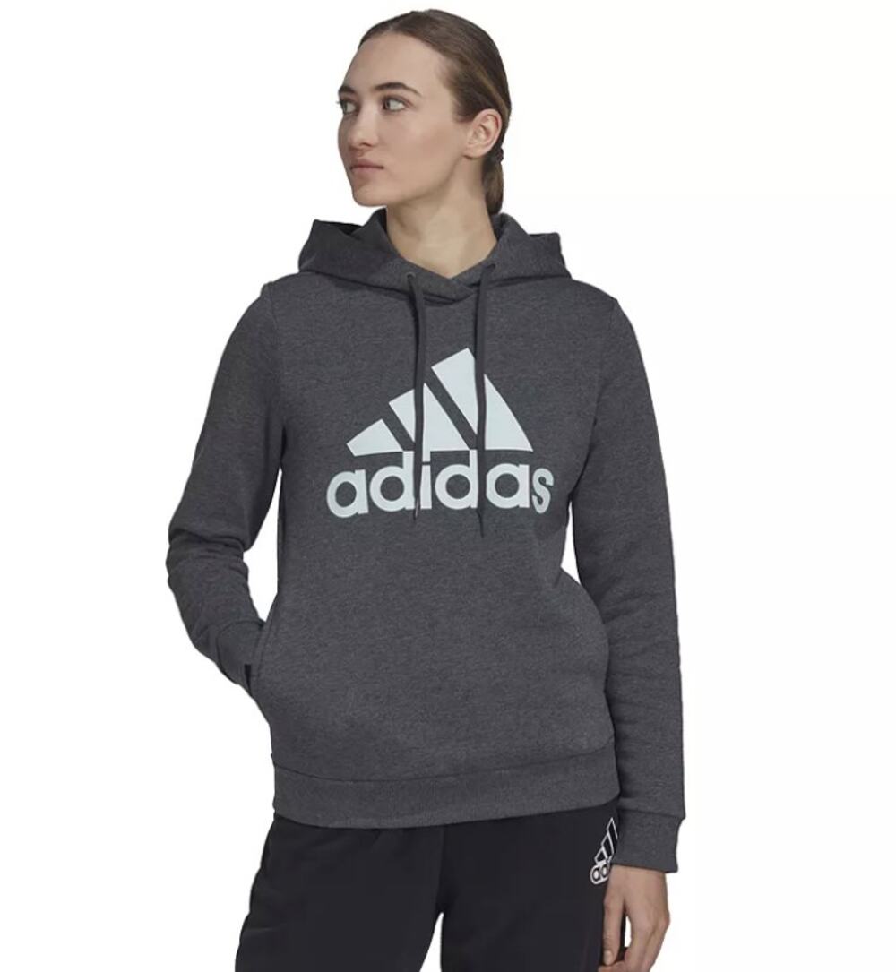ADIDAS Women's Hoodie Medium Dark Grey Heather Big Logo Sweatshirt NWT